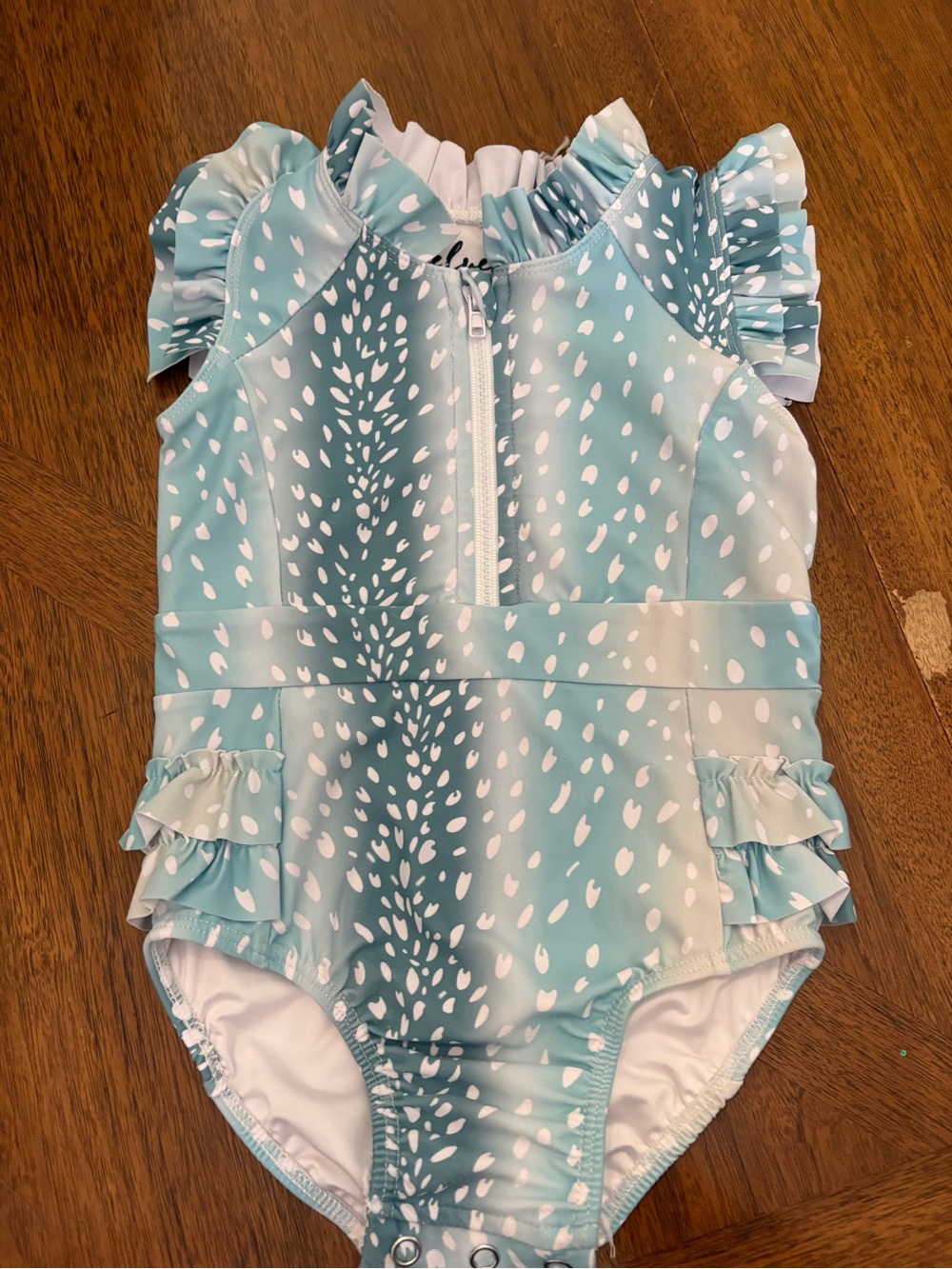 Velvet Girls Aqua and White Ruffle One-Piece Swimsuit